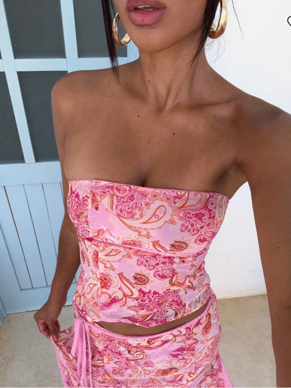 Princess Polly Pink Paisley Strapless Top - Tipsy Pink Paisley Top